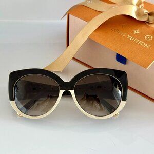 Authentic LOUIS VUITTON Tortoise Shell Cat Eye Sunglasses Z0588E